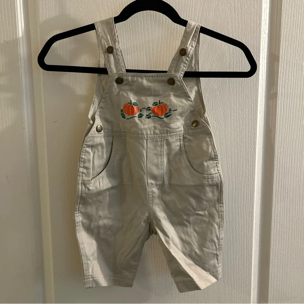 College Classic baby size 6 months overalls with pumpkin decal - Picture 1 of 7